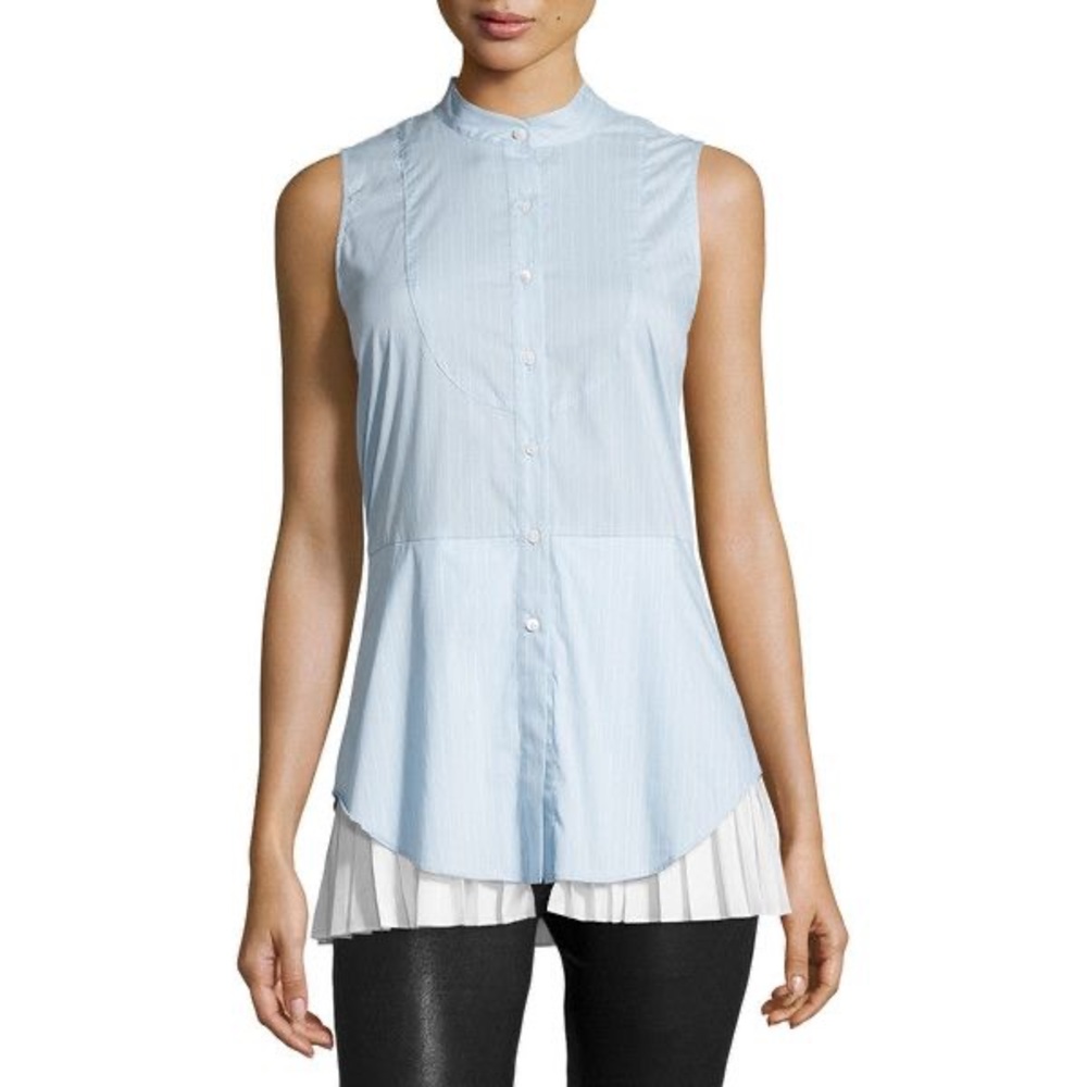 Derek Lam pleated pinstripe top